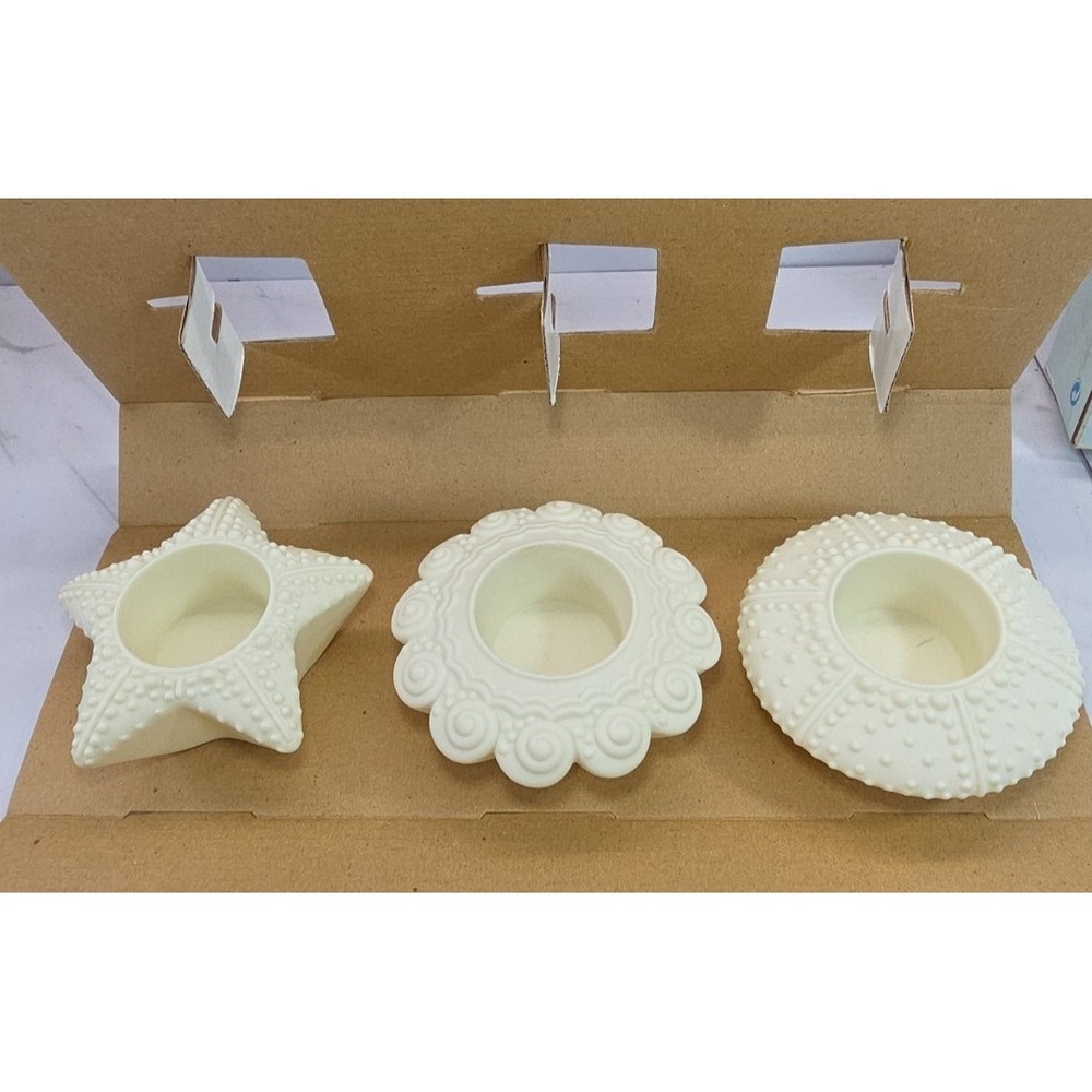 PARTYLITE ✨Sea Drifters✨Bisque Porcelain Votive Holders P7103 ✨Shells✨ Starfish